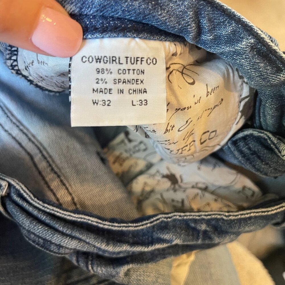 Women's Cowgirl Tuff Co. "Black Cross" Embroidered Denim - W.32 X L.33 - Picture 8 of 9